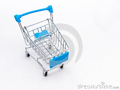 Mini empty grocery cart isolated on white background Stock Photo