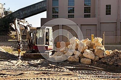 Mini Excavator Stock Photo