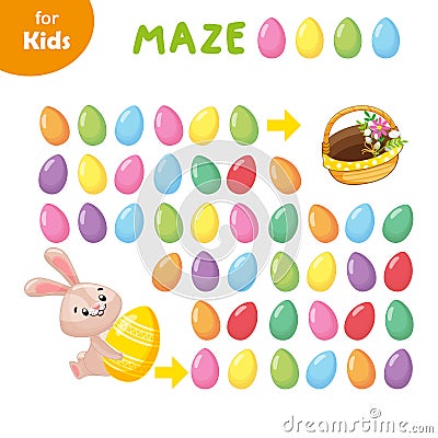 Mini games for children. Maze, puzzle for children. Easter. Education Series Vector Illustration