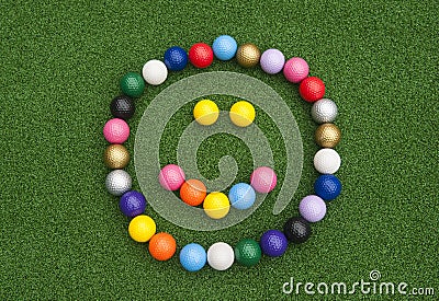 Mini Golf Ball Happy Face Stock Photo