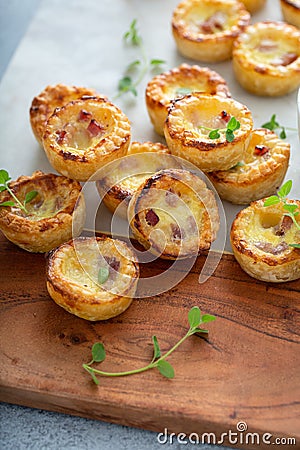 Mini ham and cheese quiches Stock Photo