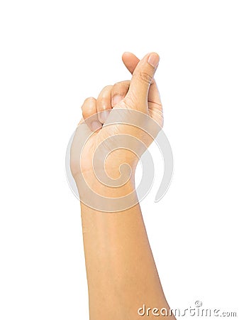 Mini-Heart finger hand sign, love symbol trend posture, isolation with clipping path Stock Photo