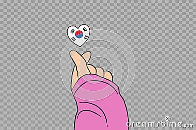 Mini heart sign with South Korea flag heart shape isolated on png or transparent background, Symbols of Seoul South Korea, Vector Illustration