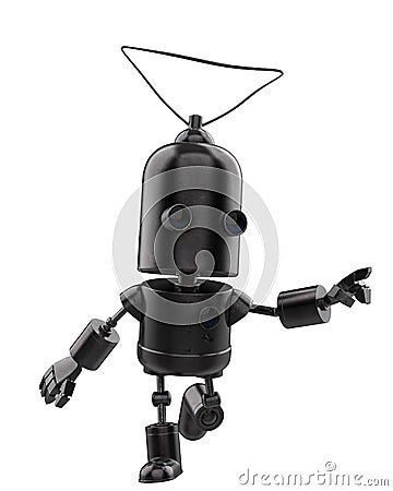 Mini iron robot in a white background Cartoon Illustration