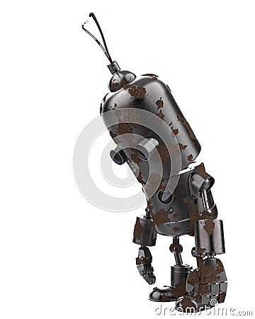 Mini iron robot in a white background Cartoon Illustration