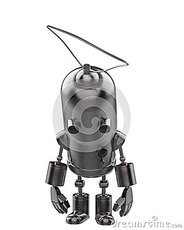 Mini iron robot in a white background Cartoon Illustration