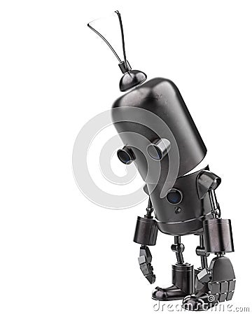 Mini iron robot in a white background Cartoon Illustration