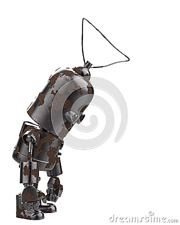 Mini iron robot in a white background Cartoon Illustration