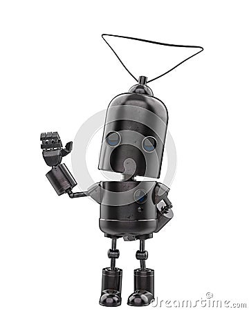 Mini iron robot in a white background Cartoon Illustration