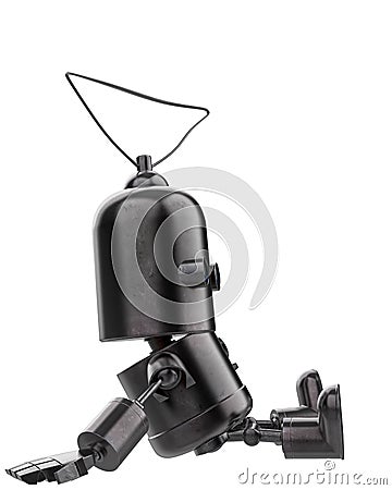 Mini iron robot in a white background Cartoon Illustration