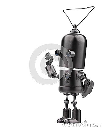 Mini iron robot in a white background Cartoon Illustration