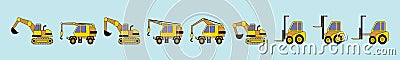 Mini loader flat style. Commercial Vehicles. Special equipment. Vector illustration isolated on blue background Vector Illustration