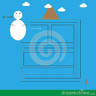 Mini maze with snowman Stock Photo