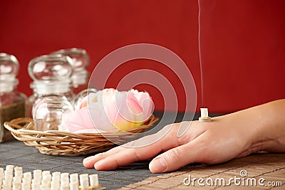 Mini moxa stick therapy Stock Photo