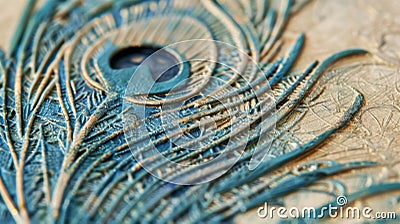 A mini notepad with an embossed peacock feather design adding a touch of whimsy to the classic design. The feather Stock Photo