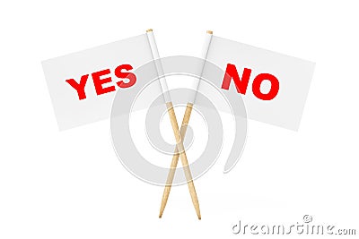 Mini Paper Pointer Flags with Yes and No Signs. 3d Rendering Stock Photo
