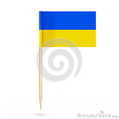 Mini Paper Ukraine Pointer Flag. 3d Rendering Stock Photo