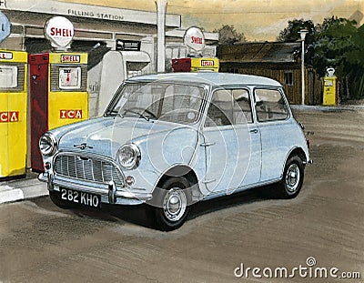 Mini at a Petrol Station / Garage Editorial Stock Photo