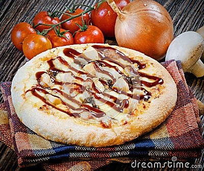 Mini pizza chicken BBQ Stock Photo