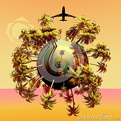 Mini planet and plane Stock Photo