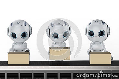 Mini robot with boxes Stock Photo