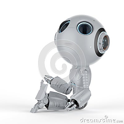 Mini robot sit Stock Photo