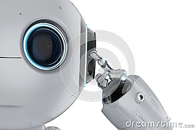 Mini robot think Stock Photo