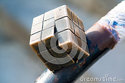 Mini sculpture of Rubik Cube Editorial Stock Photo