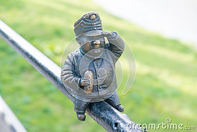 Mini sculpture of soldier Svejk in Uzhgorod Editorial Stock Photo