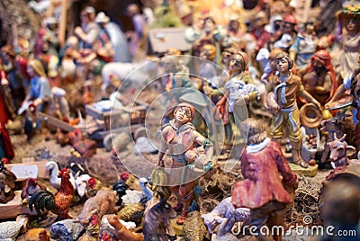 A mini sculptures in Christmas market Vienna, Austria. Stock Photo