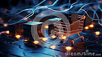Cryptidcore-inspired E-commerce With Electric Network Background Stock Photo