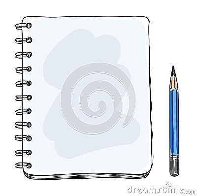 Mini sketchbook and pebcil Mockup blank paper hand drawn vector Vector Illustration