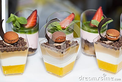 Mini snacks for buffet and banquet in a plastic bowl Stock Photo
