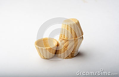 Mini tartlets for red caviar. The shells for insulation. Stock Photo