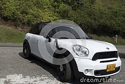 Mini white car parked Editorial Stock Photo