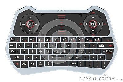 Mini Wireless Keyboard with Touchpad Mouse Wireless Multi-device Keyboard, front view. 3D rendering Stock Photo