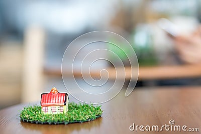 Miniature ceramic house Stock Photo