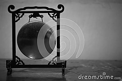 Miniature of Chinese Gong in Black and white Stock Photo