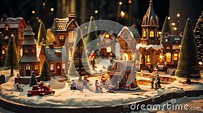 A miniature Christmas village set up Stock Photo