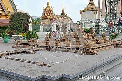 Miniature copy of temple Angkor Wat Editorial Stock Photo