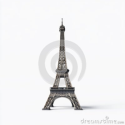 Miniature eiffel tower model isolated on white background representing parisian architecture Stock Photo