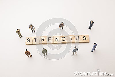 Businessman figures meeting on strengths conceptual Stock Photo