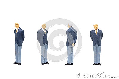 Businessman standing and working in posture isolated on white background. Stock Photo
