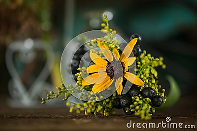Miniature flower bouquet on wooden background Stock Photo