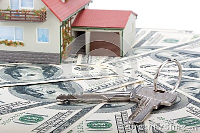 Miniature House and Money. Stock Photo