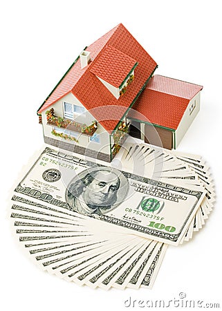 Miniature House and Money. Stock Photo