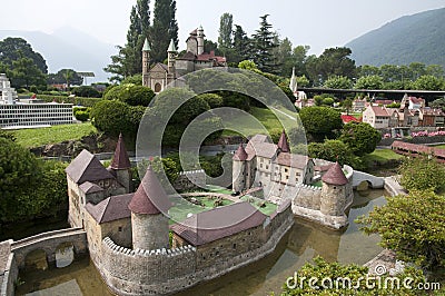 Miniature model (castle) in mini park Editorial Stock Photo