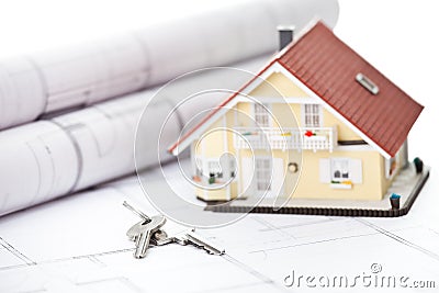 Miniature model home and keys Stock Photo