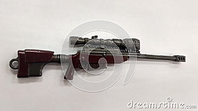 A miniature model of military sniper automatic gun in small-scale Editorial Stock Photo