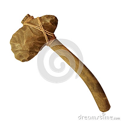 A miniature model of prehistoric stone ax. Subject, isolated Stock Photo